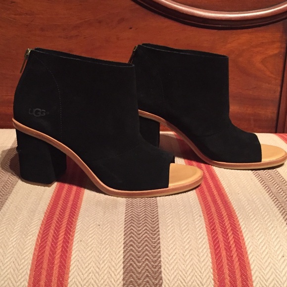 ugg peep toe suede booties